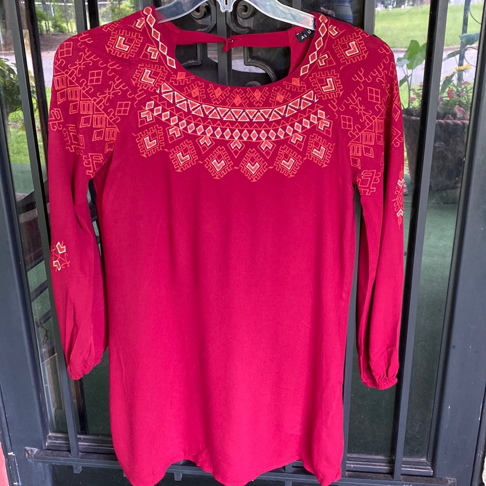 As U wish burgundy embroidered dress size small